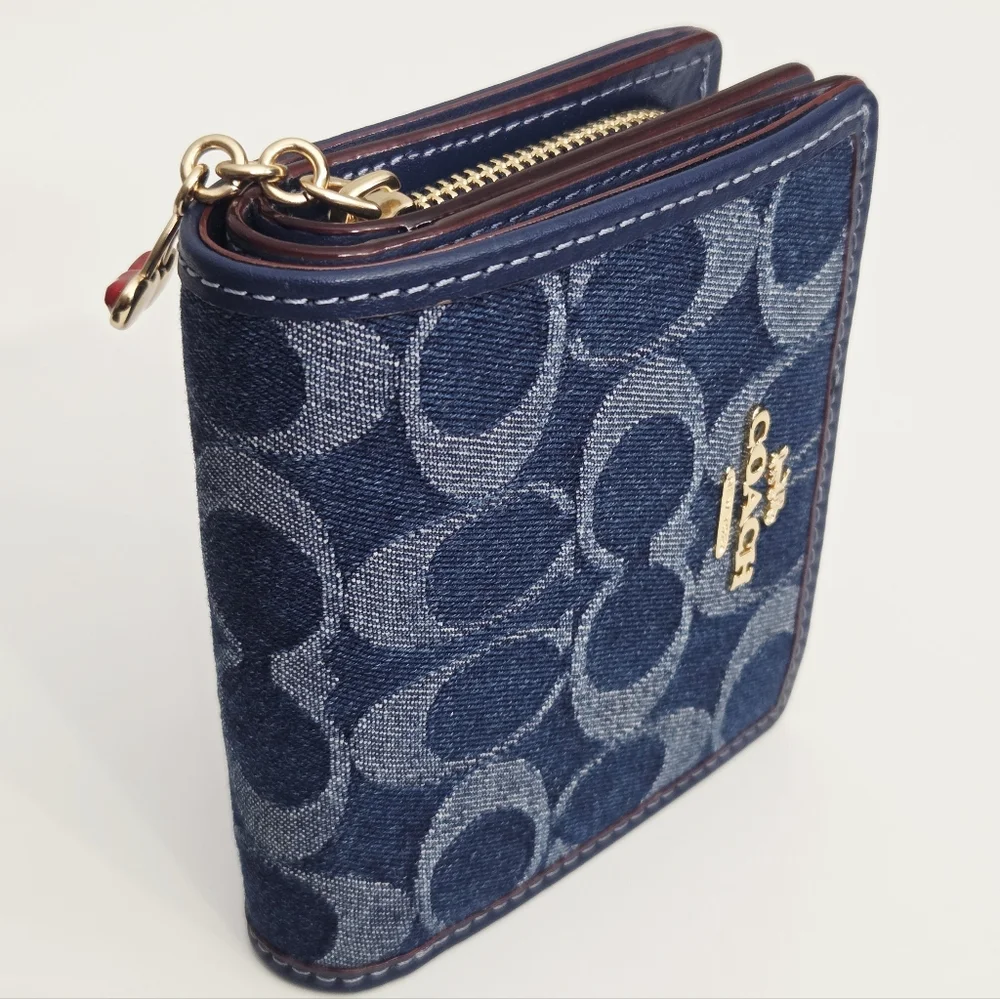 NEW COACH SNAP WALLET IN SIGNATURE DENIM - Picture 5 of 9